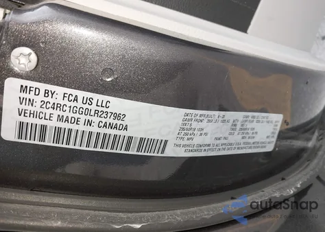 2020 Chrysler Pacifica Limited z USA, uszkodzony, nr VIN 2C4RC1GG0LR237962